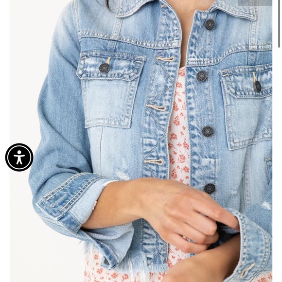 HIDDEN JEANS Frayed hem denim Blue Women's Jacket - Picture 2 of 10